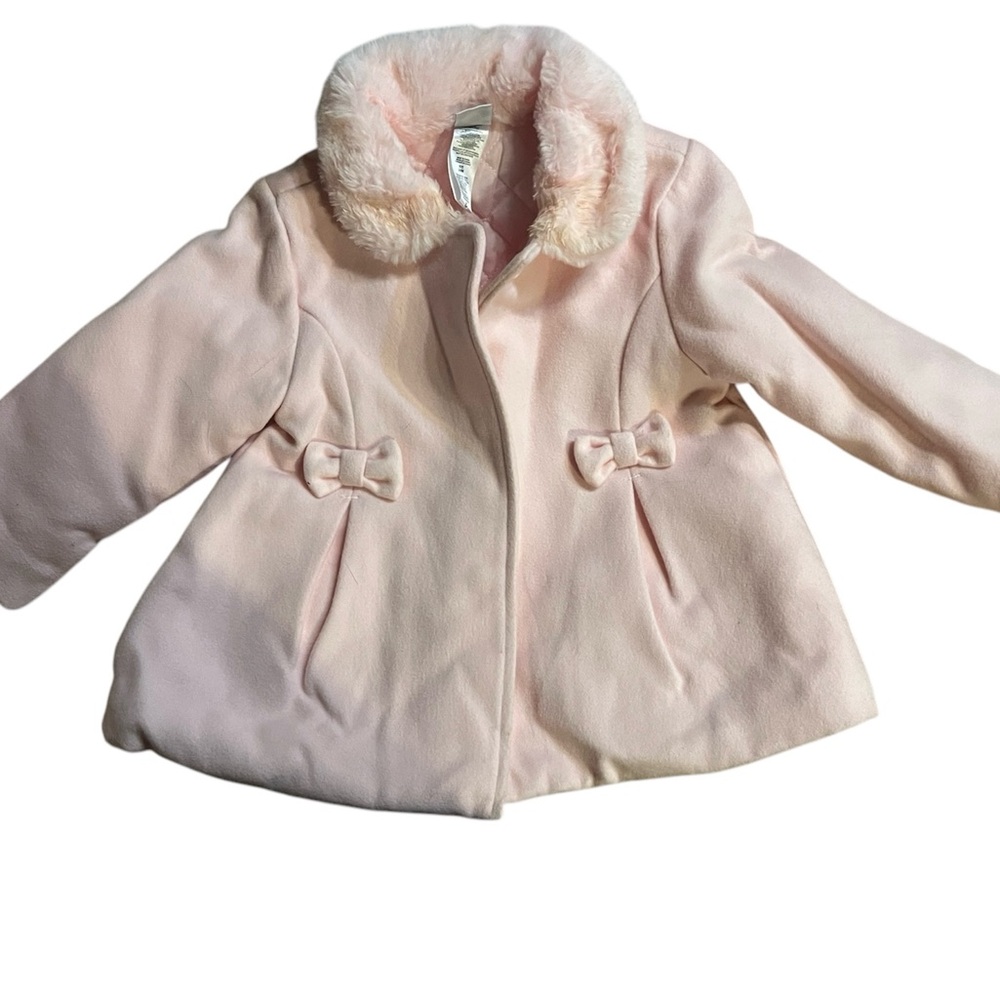 Pink Kids Coat with Faux Fur Collar